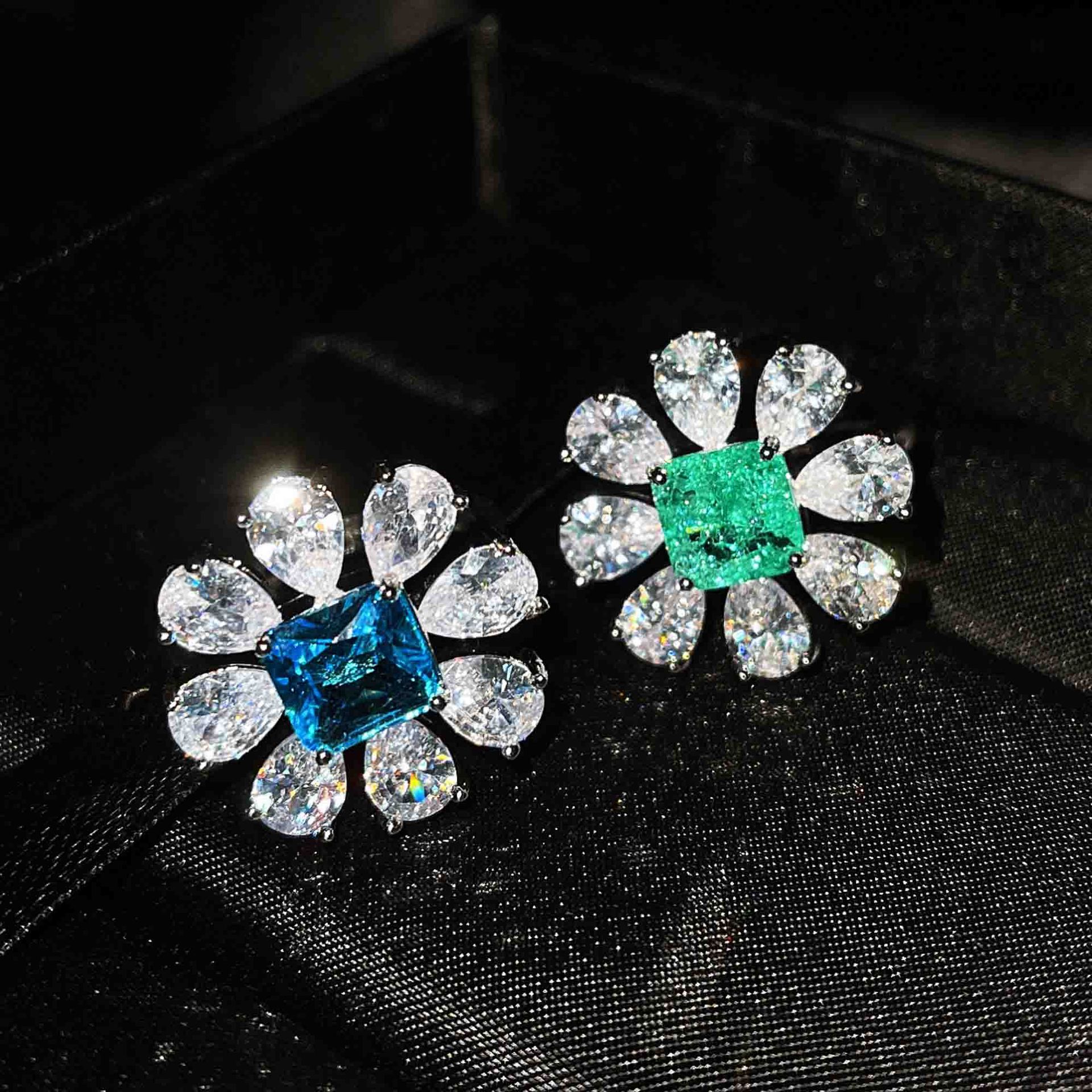 Schmuck Nachahmung Natürlicher Blauer Topas Halskette Diamant Ohrringe Ring Anhänger display picture 7
