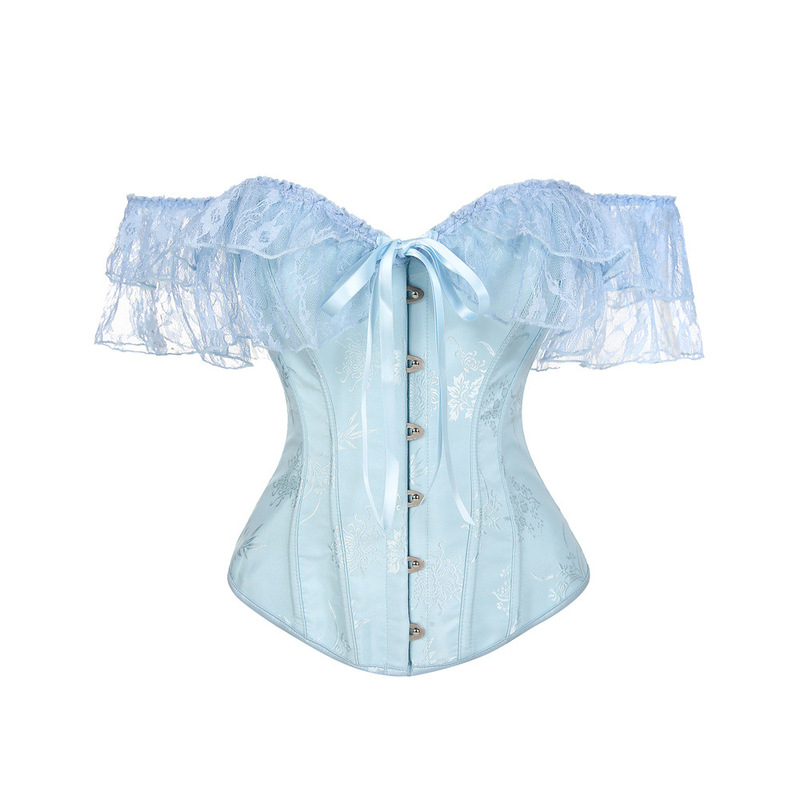 Cross-Border New Tight-Fitting Tummy Control Corset Lace One-Shoulder Palace Retro Body Shaping Top Fishbone Corset for Women