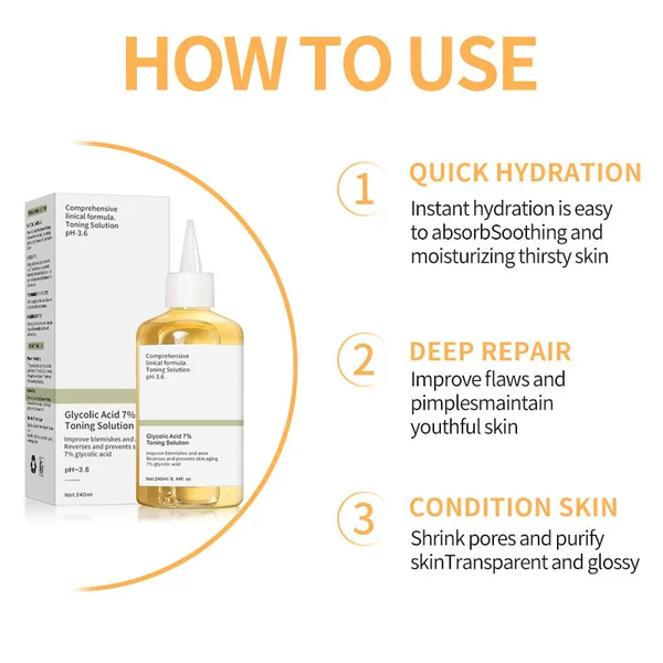 Cross-Border 7% Glycolic Acid Toner Essence Moisturizing and Hydrating Factory Direct