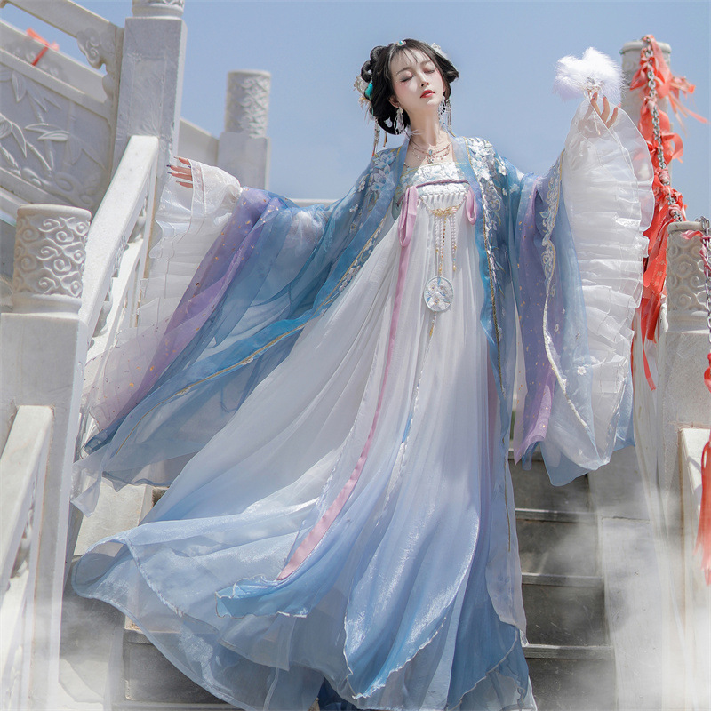 Original Tang-Style Qi-Xiong Hanfu for Women, 2026 New Summer Large-Sleeved Shirt, Ethereal and Flowing Cape, Embroidered Set Original Tang-Style Qi-Xiong Hanfu for Women, 2026 New Summer Large-Sleeved Shirt, Ethereal and Flowing Cape, Embroidered Set