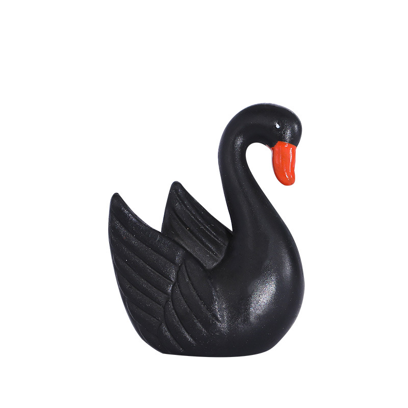 Thiên nga lông đen trắng, quà tặng zakka độc đáo, tiểu cảnh trang trí mini (z-CJ-717)