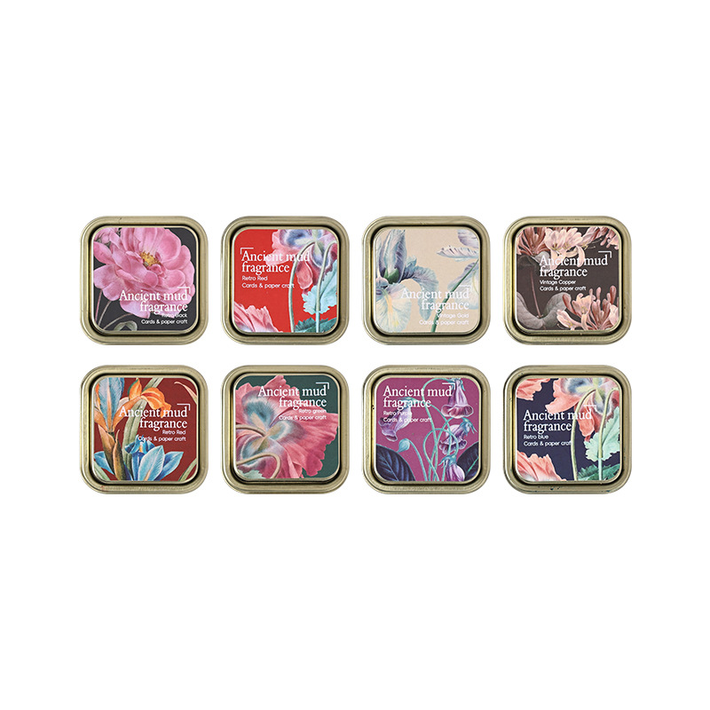 Barro antiguo, fragante, almohadilla de tinta aceitosa, caja de hierro, sello de cuenta manual de bricolaje, mesa de impresión aceitosa de fieltro retro transfronterizo especial