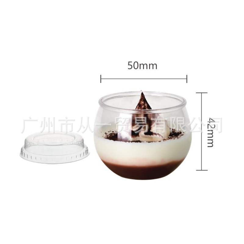 Vaso Desechable con Tapa para Pudín y Postres de Plástico PS Transparente