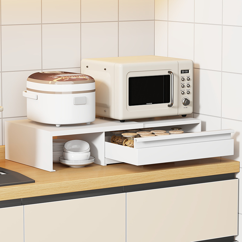 Microwave Oven Pull-Out Storage Rack Kitchen Prep Tray Drawer Rice Cooker Tray Sliding Storage Workbench Microwave Oven Pull-Out Storage Rack Kitchen Prep Tray Drawer Rice Cooker Tray Sliding Storage Workbench