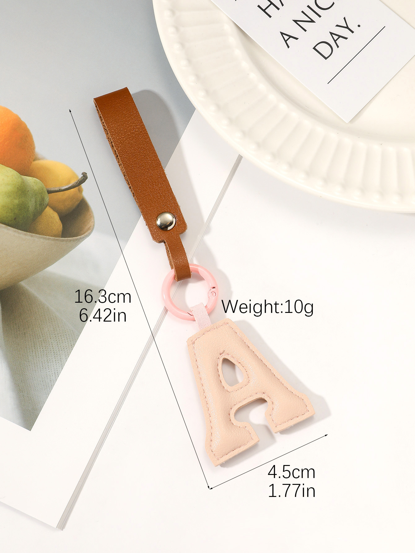 12g Weight Basic Letter Pu Leather Unisex Bag Pendant Keychain