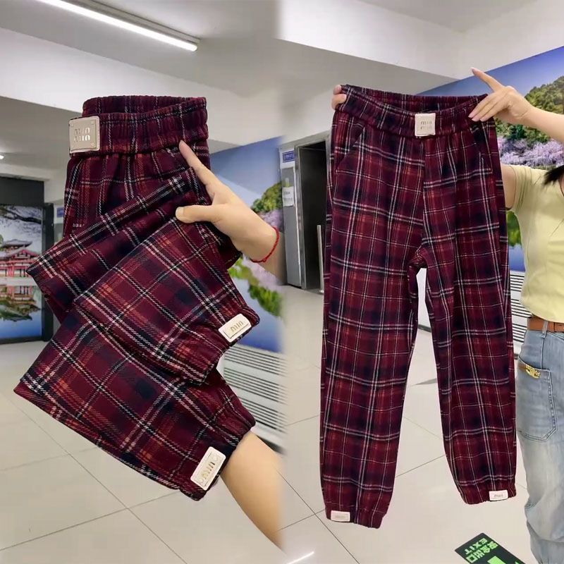 가을과 겨울 새로운 빈티지 PRELLIS 바지 기모 두꺼운 패션 모든 경기 캐주얼 바지 느슨한 높은 허리 할란 바지