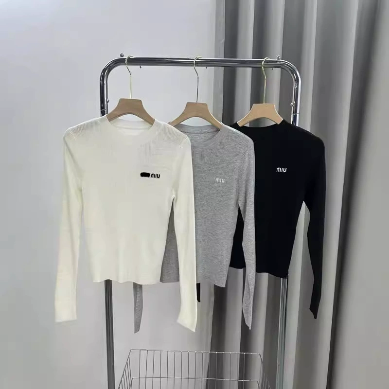 Nanyou Haute Couture Готовый к отправке 25 Новый весенний вязаный свитер с круглым вырезом и надписью для женщин, облегающий элегантный базовый слой.