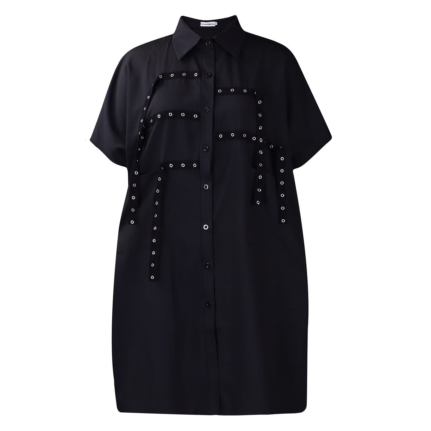 Womens Short Sleeve Fashionable Loose Fit Shirt Dress Stylish Collar Mid Length Versatile for Casual Wear Wholesale