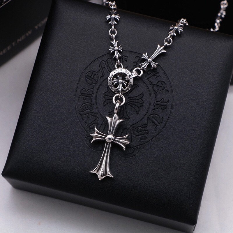 2022 Cross-border Hot Sale Crow Accessories Vintage Cross Pendant Trendy All-match Unisex Chain Necklace