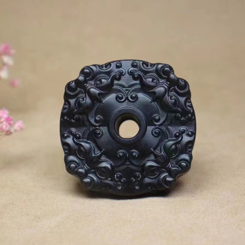 智贝主图_0新疆和田墨玉守护貔貅玉佩饕餮纹兽面威震四方配饰