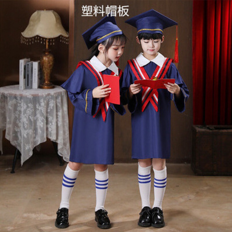 Children's Doctoral Gown Kindergarten Bachelor Gown Set Graduation Season Boys and Girls Gown Set