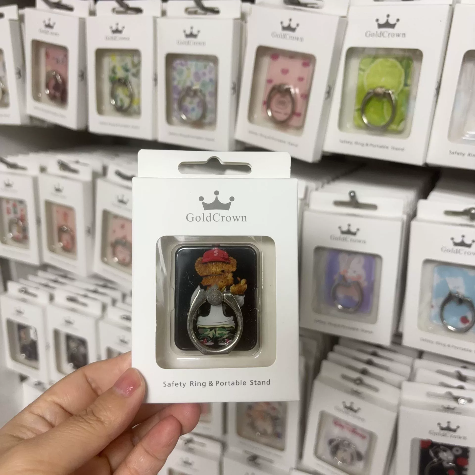 cartoon ring with crystal, tubing, protective creative mobile phone, fall protection