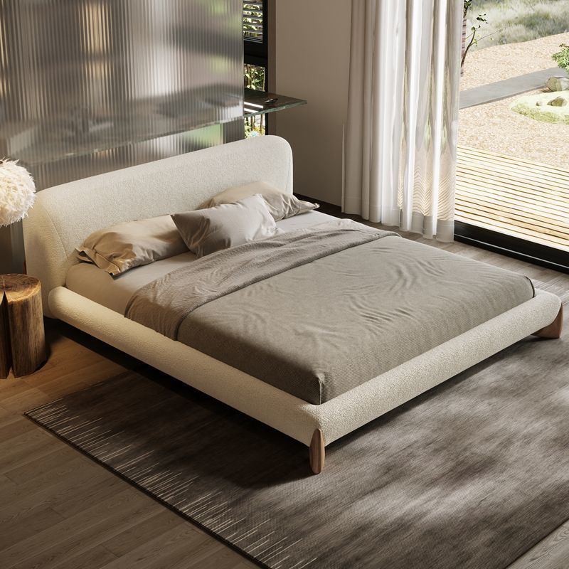 Master Bedroom Large Bed Double Bed Cream Style Modern Simple Light Luxury Lamb Velvet Bed Minimalist Soft Velvet Fabric Wedding Single Bed