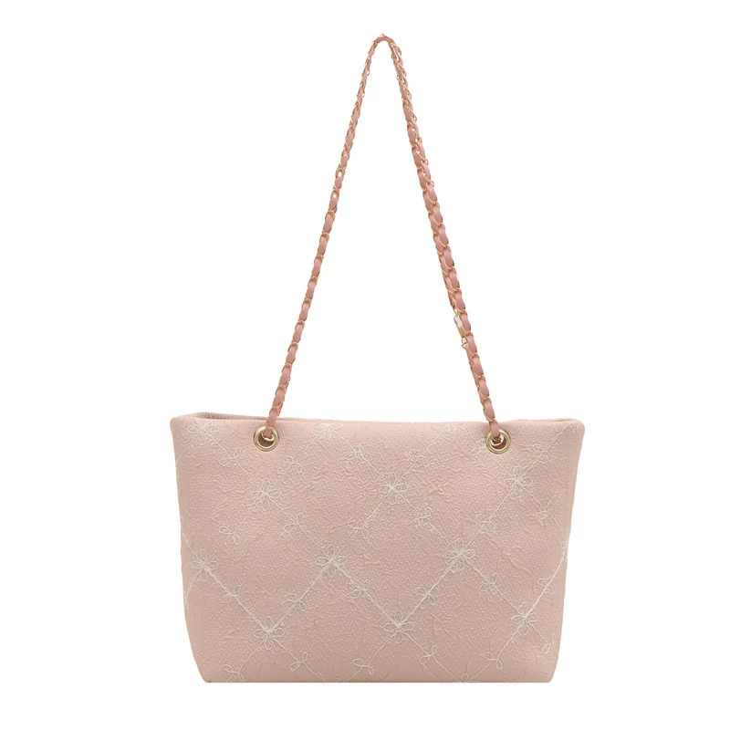 Handheld shoulder bag, quilted texture, chain strap — summer style, 4 colors