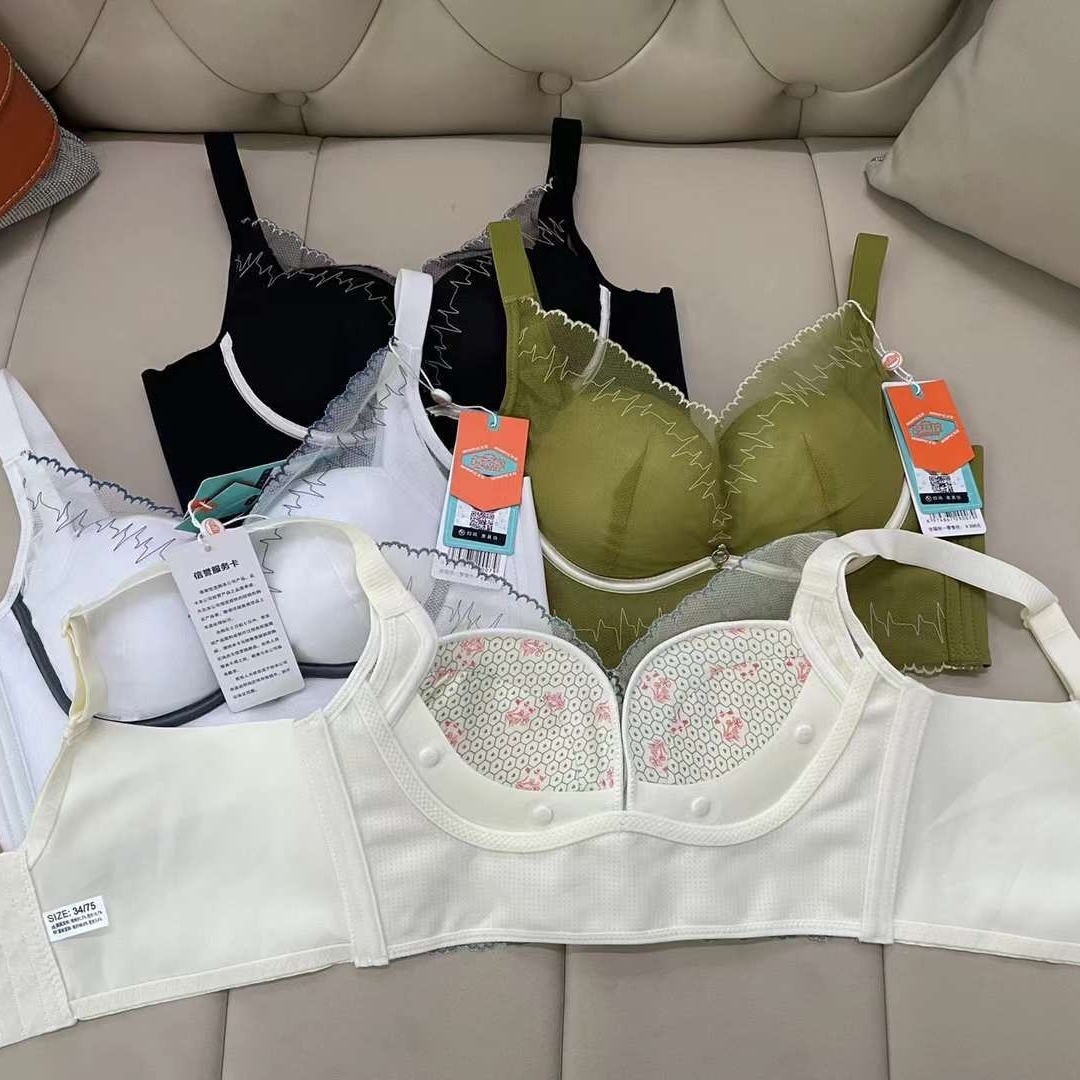 Nuevo sujetador inalámbrico de moda encaje jacquard transpirable cómodo clásico cinco breasted ropa interior mujeres al por mayor