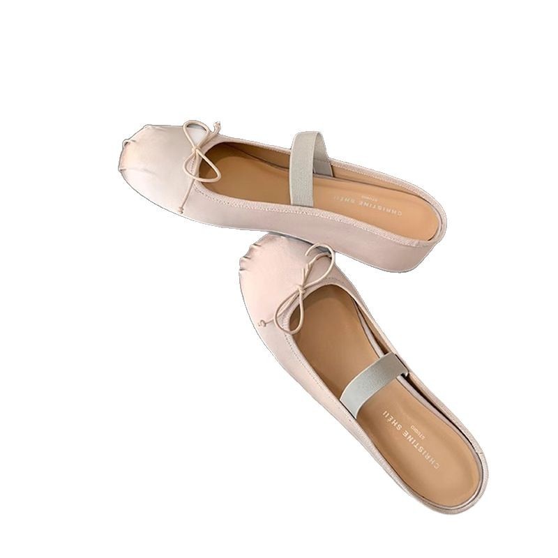 Su Yinyin mismo estilo ~ 5cm arco de aumento de seda Mary Jane zapatos individuales mujer media pantuflas verano