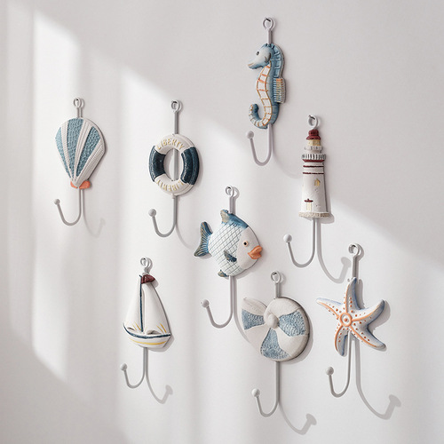 Mediterranean style hooks for coats and hats, wrought iron hooks, wall hanging racks, door hanging coat hooks, wall home decorations