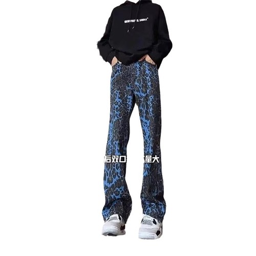 Summer 2024 New Urban Streetwear Men's Personalized Letter Denim Jeans Hip-Hop Ins Trend High Street Fashion Cool and Edgy Pants