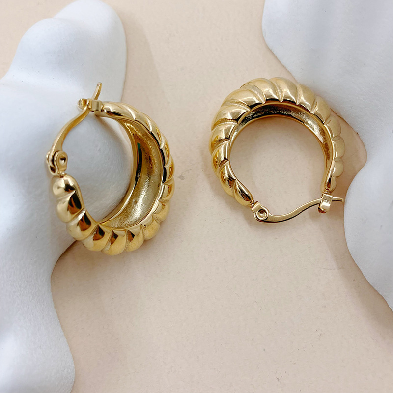 Retro Geometric Stainless Steel Plating Earrings 1 Pair