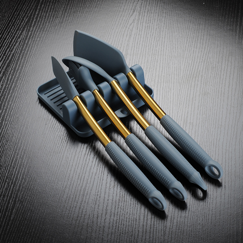 Acero inoxidable mango de silicona utensilios de cocina espátula cuchara resistente a altas temperaturas juego completo kitchen utensils domésticos