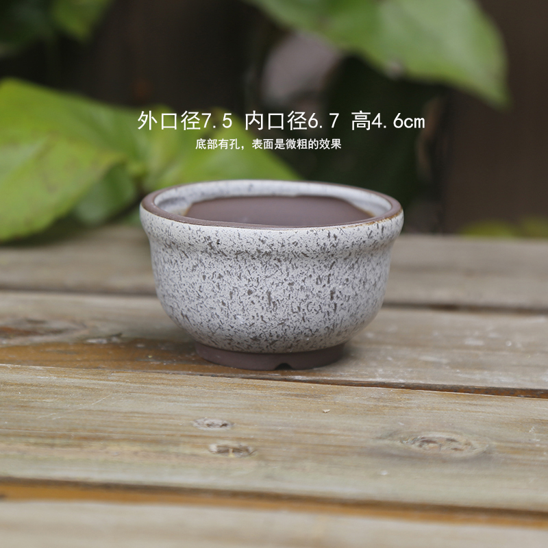 親指のたらいのミニ手作りは紫砂の粗い陶陶磁器の桃の卵の葉をまねて苗を挿します。|undefined