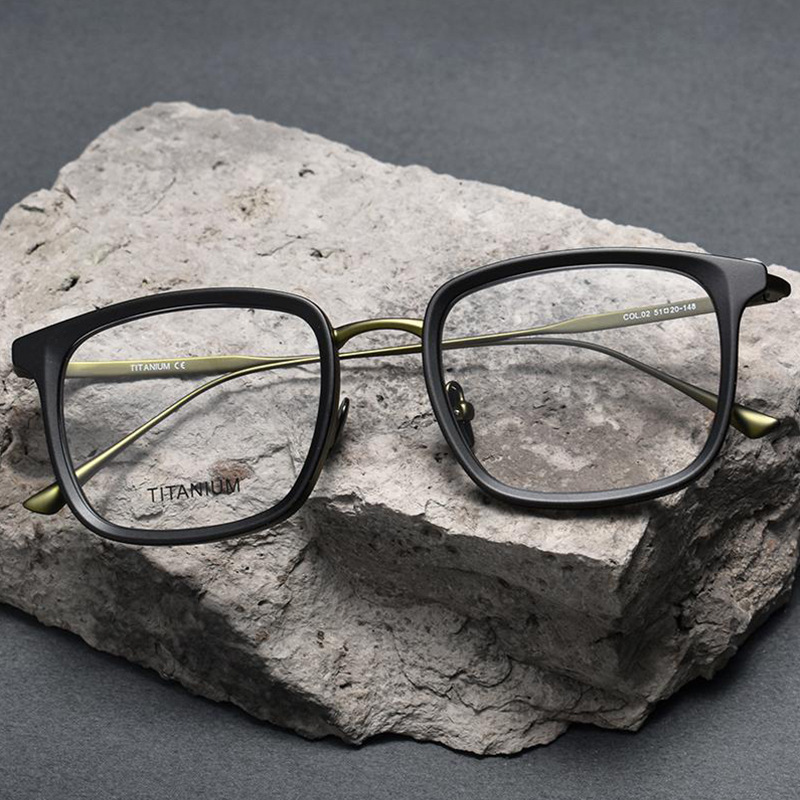 Danyang Ultra-Light Pure Titanium Myopia Glasses Frame Men's Retro Style Square Frame Black Frame Wholesale 906t