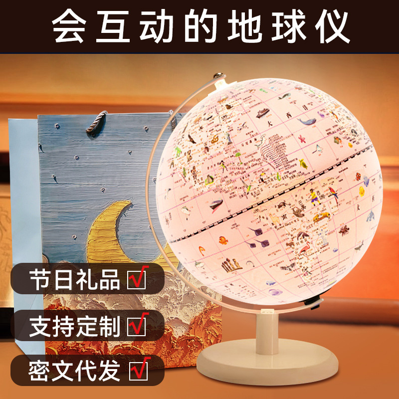 Children's Holiday Gift Globe AR Interactive Globe with Lights Talking Globe for Geography Teaching of Junior High School Students