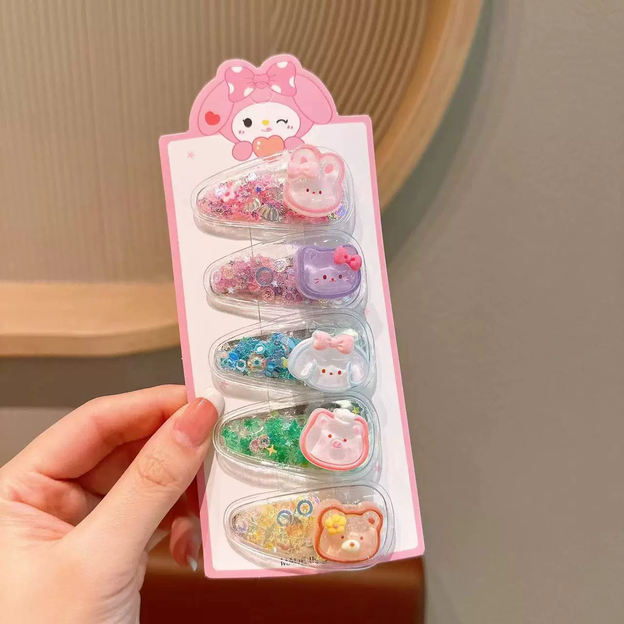 Набор аксессуаров для волос (Hello Kitty) — 10 штук милых японских мультяшных заколок, шпильки и резинки, розовый