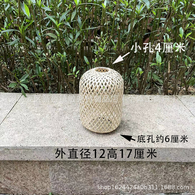 Buca linterna de bambú hecha a mano pura lámpara candelabro en el hogar decoración de ocio Zen retro con soporte de lámpara