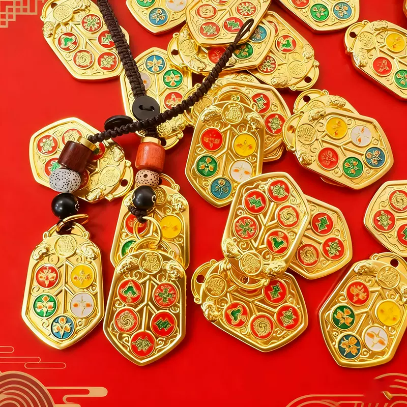 复古八卦合金钥匙扣汽车葫芦挂件吊坠创意五帝铜钱男女饰品国潮风