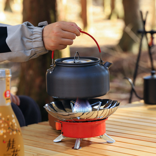 Outdoor multi-functional windproof lotus stove, portable long gas stove for camping and picnic, self-driving tour barbecue gas stove