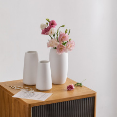 蜀門北歐簡約創意白色陶瓷花瓶裝飾乾花鮮花客廳桌面插花擺件花器