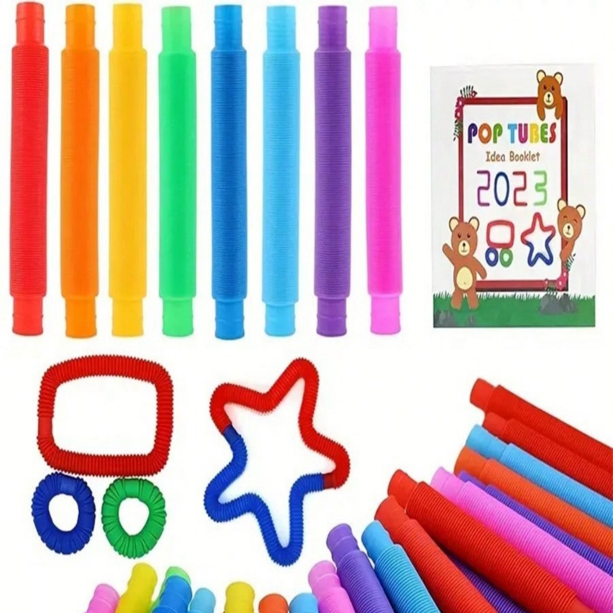 20pcs transfronterizo tubo pop tubo de plástico estirado de color tubo de descompresión corrugado tubo de ventilación tubo telescópico descompresión jugar