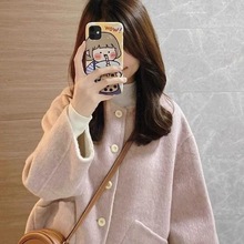 灰色双面羊毛毛呢外套女秋冬季2025新款韩系小香风超好看呢子大衣