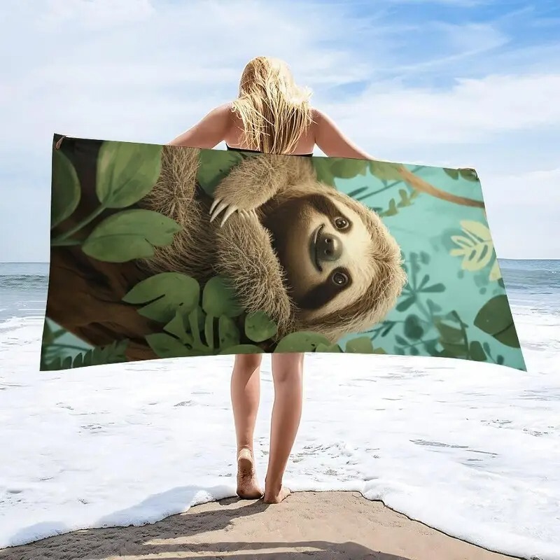 Cross-border cute sloth printing adult seaside beach towel swimming bath towel sports fitness towel factory outlet Cross-border cute sloth printing adult seaside beach towel swimming bath towel sports fitness towel factory outlet