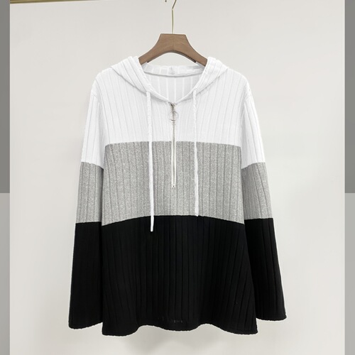 2025 Spring and Autumn Plus Size Women's Elegant Comfort Casual Versatile Hooded Sweater 95% Wool