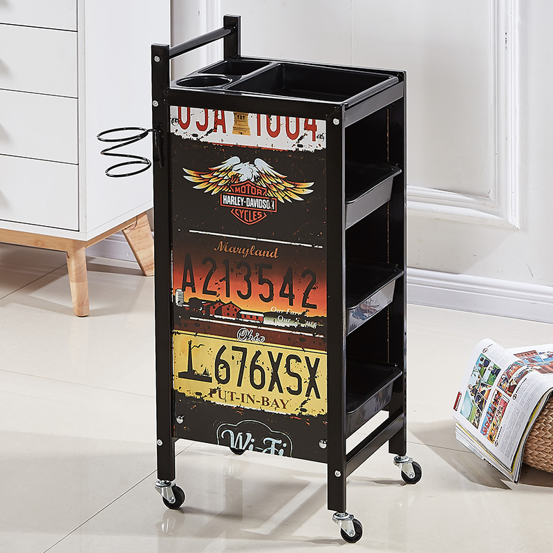 レトロ理髪カートヘアサロントロリーバーバー理髪店パーマ染料ツールカート美容トロリー