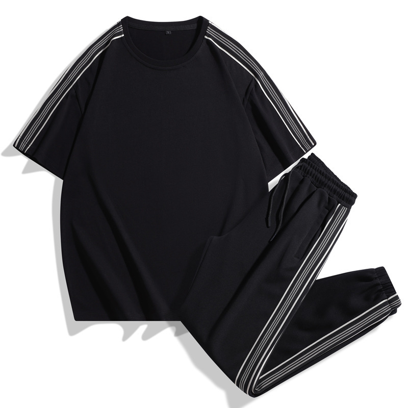 Trajes casuales para hombres de verano nueva moda de colores contrastantes pantalones cortos de manga corta pareja de dos piezas ropa deportiva suelta para hombres y mujeres T