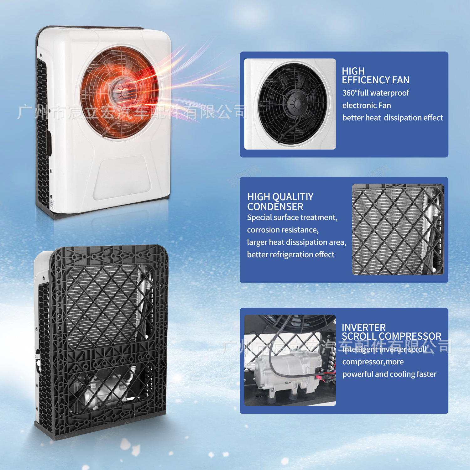 In-Stock Treeligo Silent Model Car Electric Split Air Conditioner 12V 24V Truck Rv Van Parking Air Conditioner