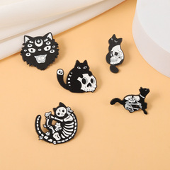 Ghost Black Cat Pin European and American Amazon Now Metal Badge Enamel Wholesale Skull Cat Terrifying Dark Pin