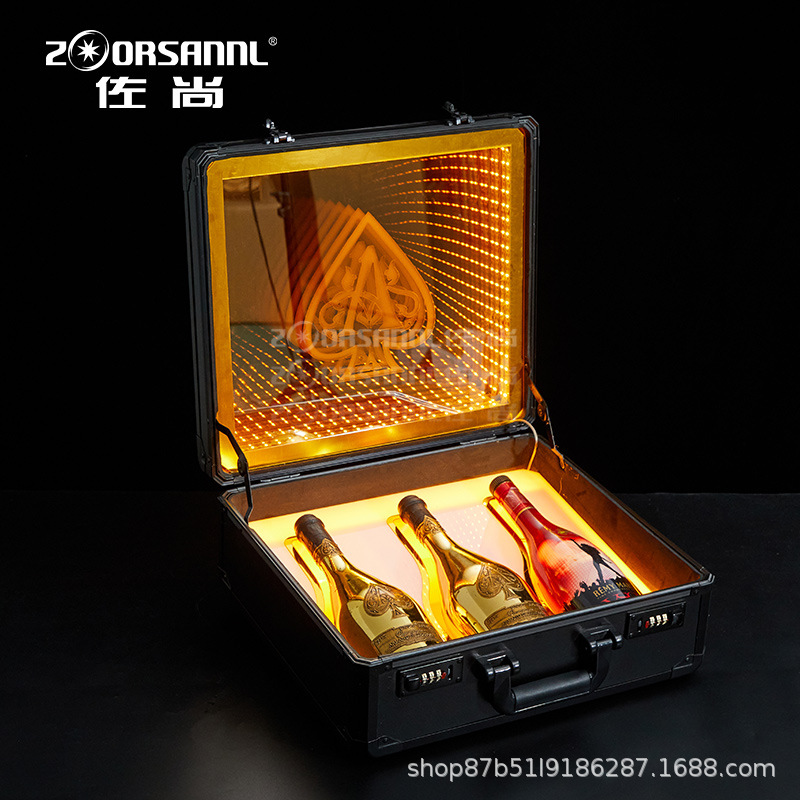 Zuohang champán luminoso caja de vino VIP exclusiva caja de copa bar negro melocotón abismo caja de vino club nocturno negro melocotón una caja de vino