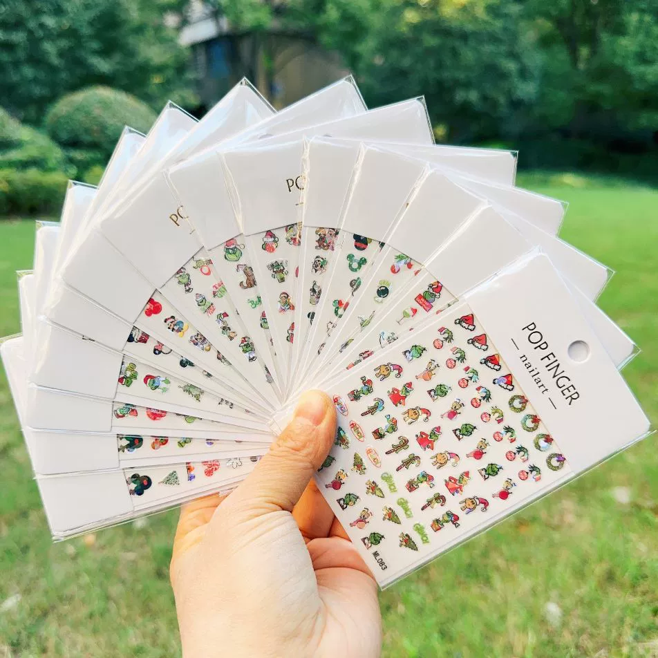 2023 новые зеленые наклейки для ногтей Красочные золотые рождественские зеленые наклейки для ногтей Фабрика ML077-091