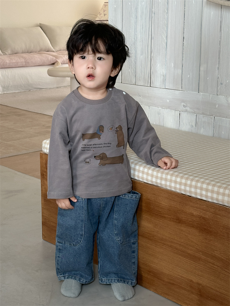 Trajes infantiles de otoño 2026 primavera y otoño nuevos productos de ropa infantil coreana de otoño chaqueta de niño jeans set
