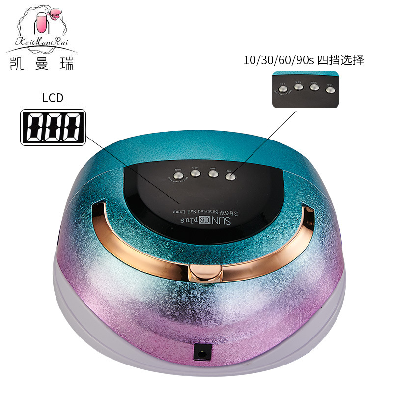 Lámpara de manicura de alta potencia de 256W luz de fototerapia inteligente UV manicura horneado luz de color brillante pegamento de manicura luz de uñas transfronteriza