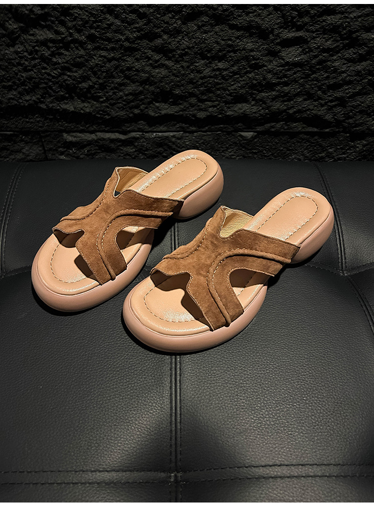 Dép sandal nữ xỏ ngón đế dày chống trượt mùa hè form H êm chân — xanh lam, nâu sẫm chi tiết 15