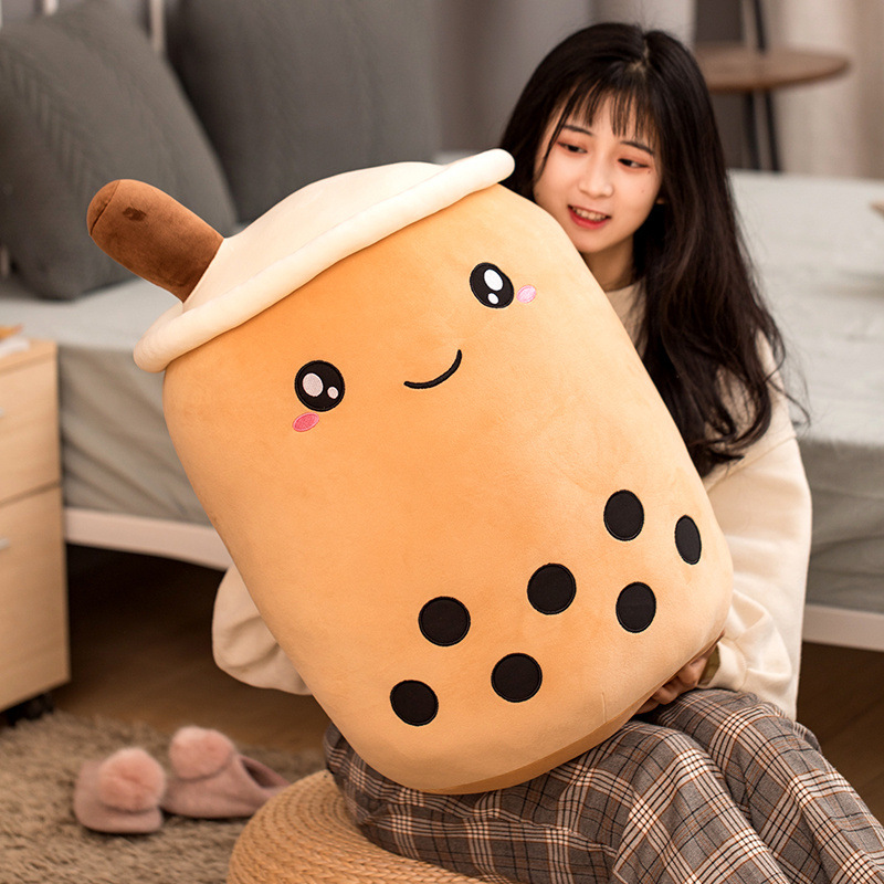 (2개) 창조적 인 시뮬레이션 진주 우유 차 베개 봉제 장난감 소녀 소파 침대 우유 차 컵 쿠션 재미있는 선물