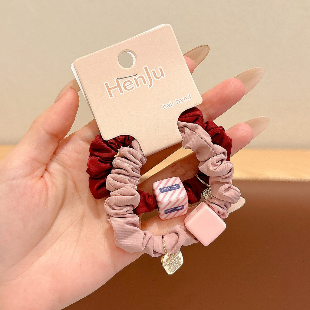 Perlas de terciopelo de alta sensación, anillo de cabello de intestino grande, temperamento femenino elegante, cuerda de cabello de cola de caballo baja, cuerda de cabello de alta elasticidad no dañada