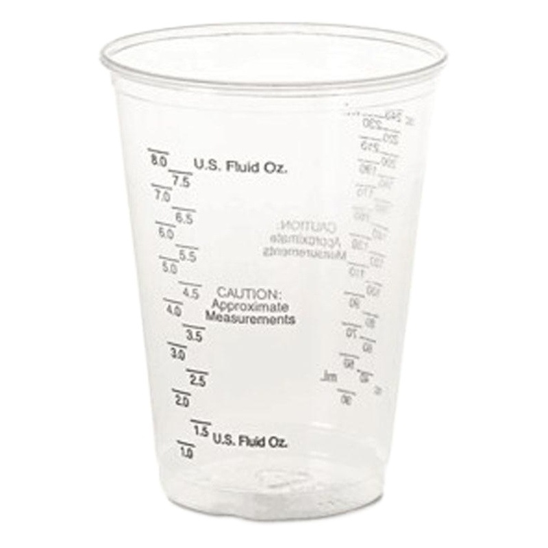 Fábrica de jugo de bebida de plástico 10z taza de impresión a escala de plástico taza de mezcla de color taza de medición experimental taza de mezcla de pintura desechable