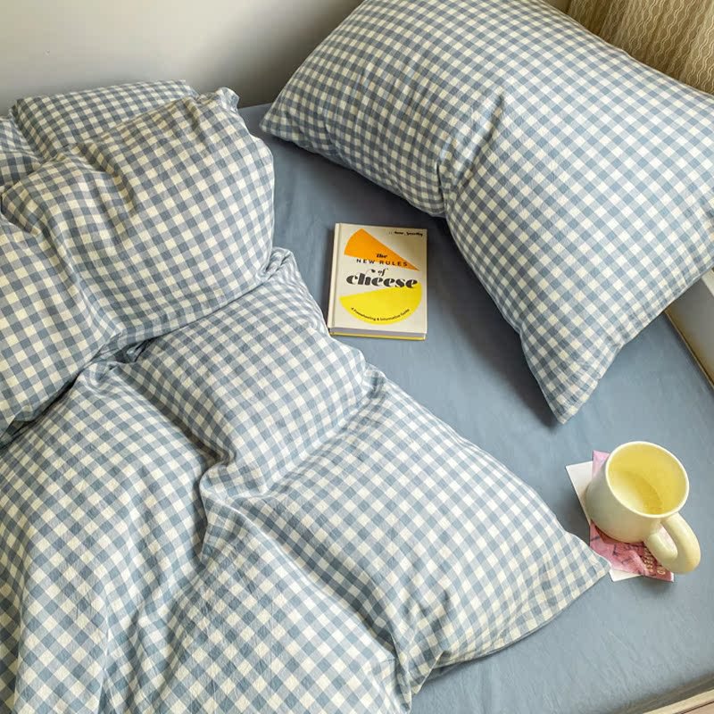 Juego de cama de dormitorio de estudiantes universitarios de algodón de tres piezas para dos individuales 100 sábanas de algodón, funda de edredón, sábana, juego de cuatro piezas 4