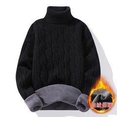ハイネック裏起毛厚手セーター メンズ 保温 2025年秋冬新作 青少年向け長袖ニット